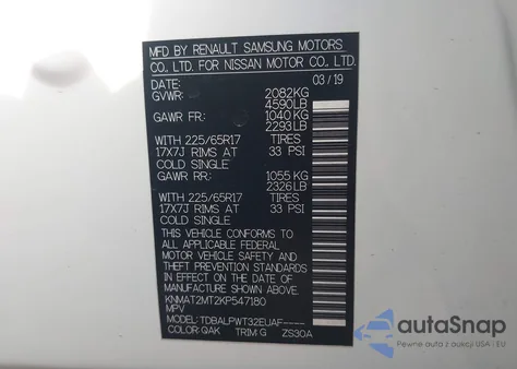 2019 Nissan Rogue S из США, поврежденный, VIN KNMAT2MT2KP547180